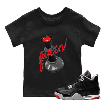 4s Bred Reimagined shirt to match jordans 3D Queen sneaker tees Air Jordan 4 Bred Reimagined SNRT Sneaker Release Tees Baby Toddler Black 1 T-Shirt