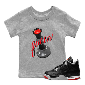 4s Bred Reimagined shirt to match jordans 3D Queen sneaker tees Air Jordan 4 Bred Reimagined SNRT Sneaker Release Tees Baby Toddler Heather Grey 1 T-Shirt