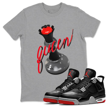 4s Bred Reimagined shirt to match jordans 3D Queen sneaker tees Air Jordan 4 Bred Reimagined SNRT Sneaker Release Tees Unisex Heather Grey 1 T-Shirt