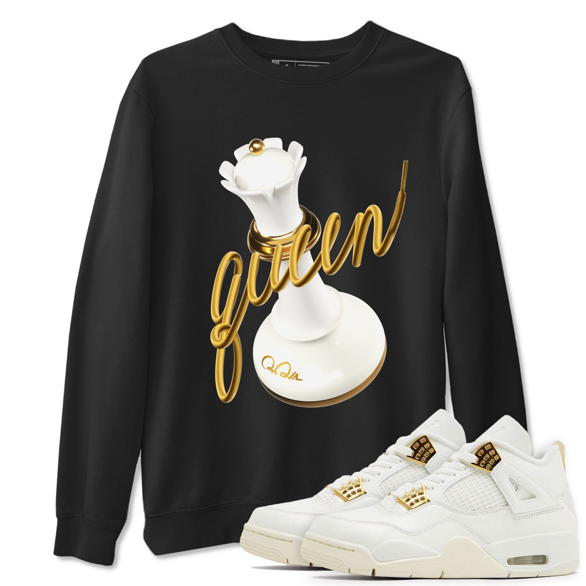 4s Sail shirt to match jordans 3D Queen sneaker tees Air Jordan 4 Sail SNRT Sneaker Release Tees unisex cotton Black 1 crew neck shirt