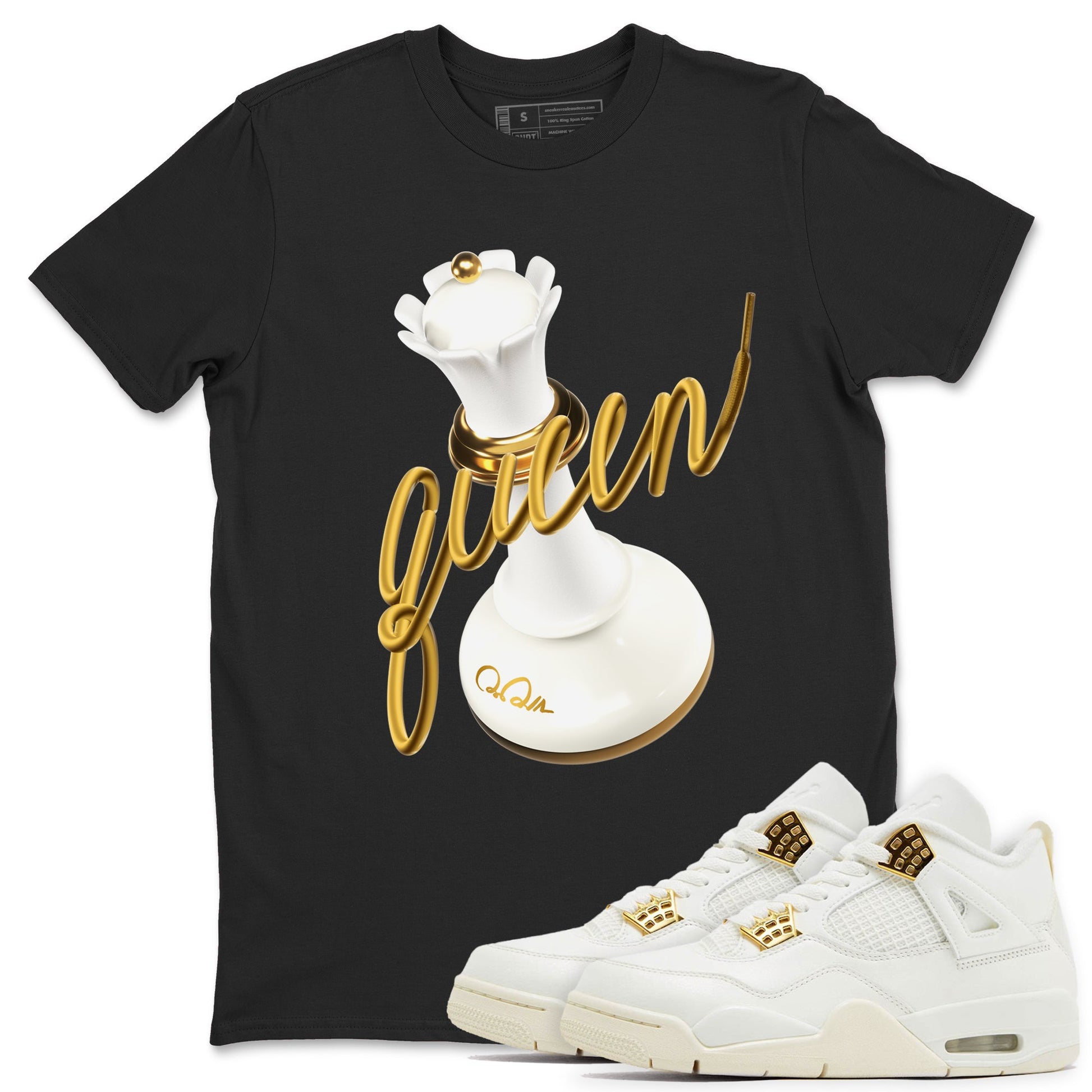 4s Sail shirt to match jordans 3D Queen sneaker tees Air Jordan 4 Sail SNRT Sneaker Release Tees unisex cotton Black 1 crew neck shirt