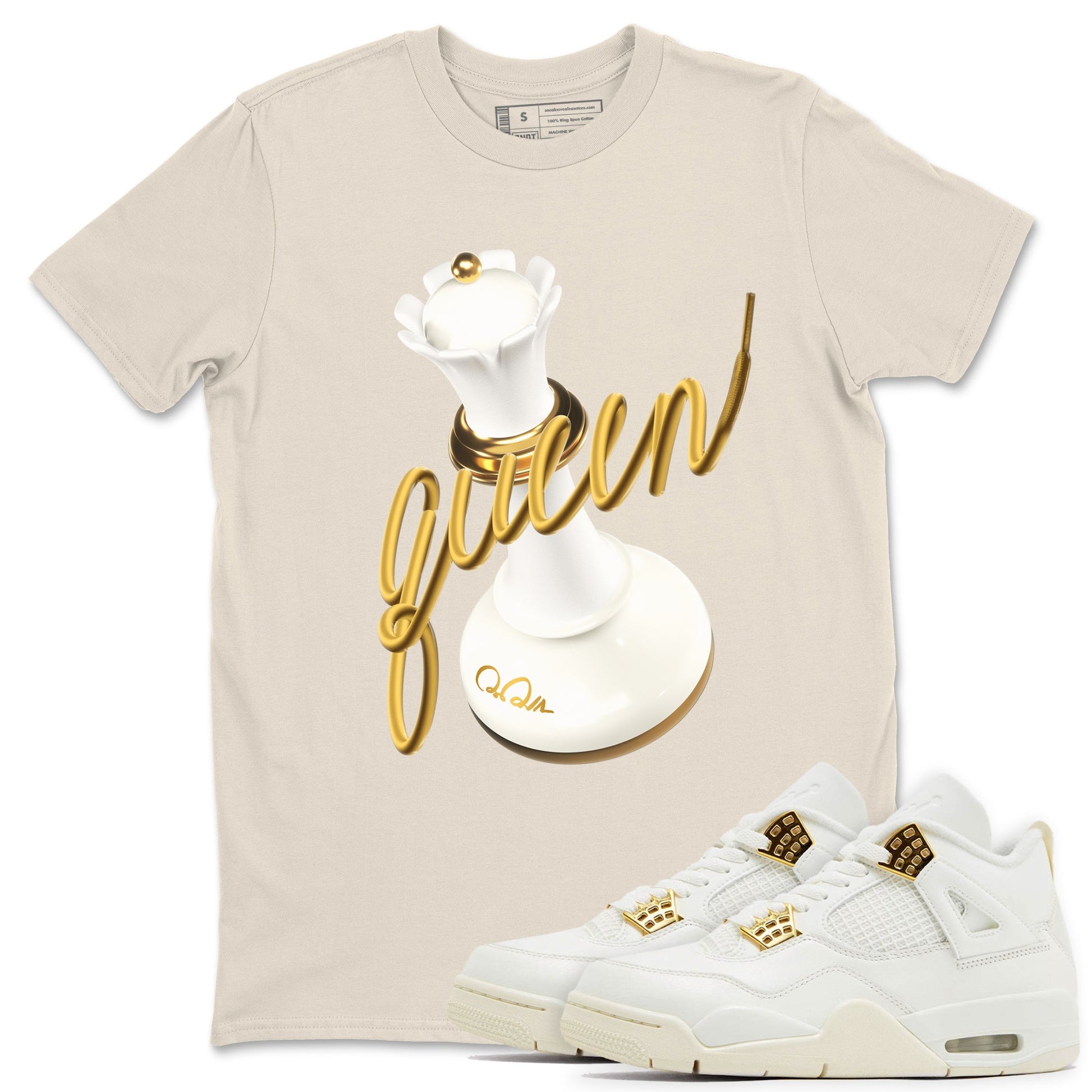 4s Sail shirt to match jordans 3D Queen sneaker tees Air Jordan 4 Sail SNRT Sneaker Release Tees unisex cotton Natural 1 crew neck shirt