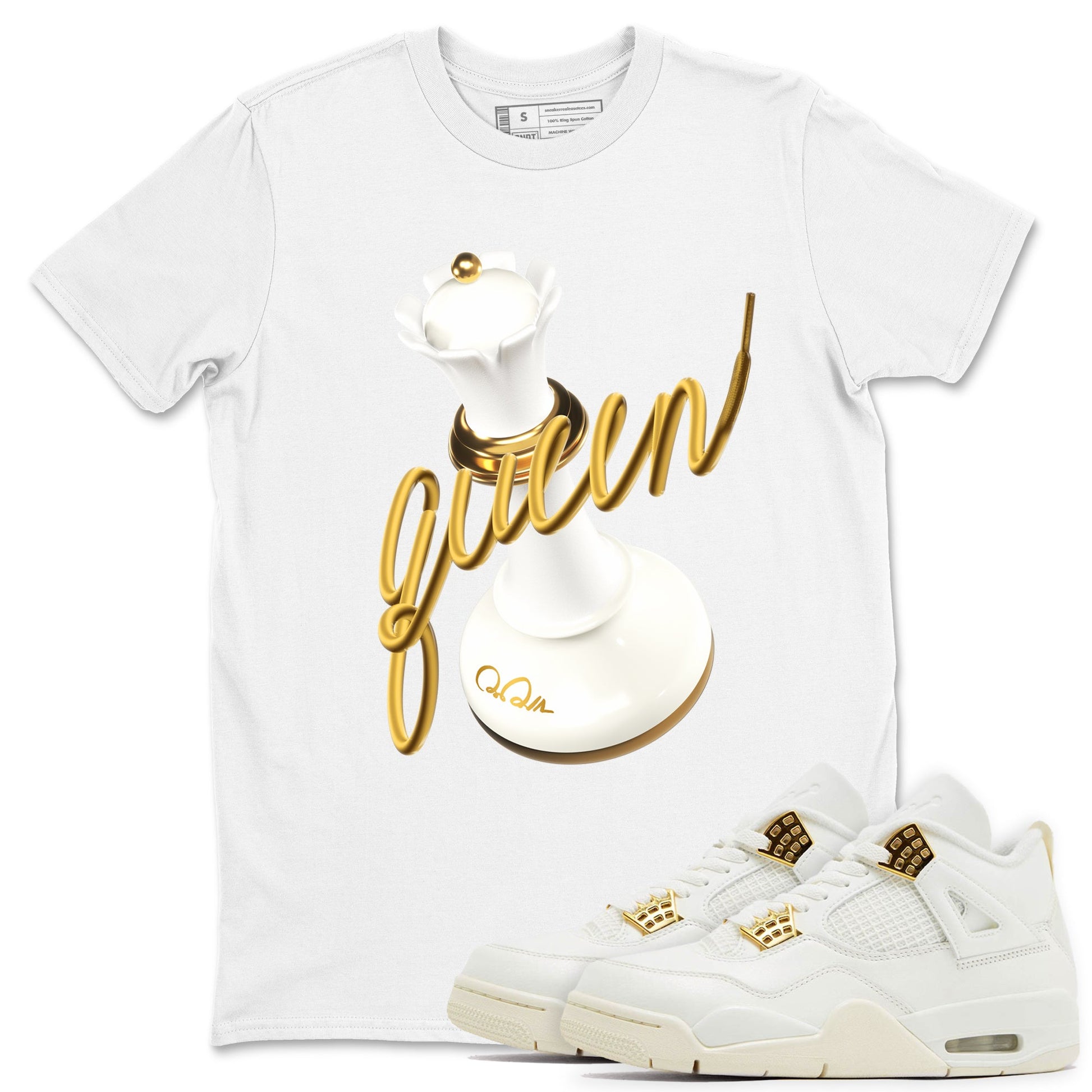 4s Sail shirt to match jordans 3D Queen sneaker tees Air Jordan 4 Sail SNRT Sneaker Release Tees unisex cotton White 1 crew neck shirt