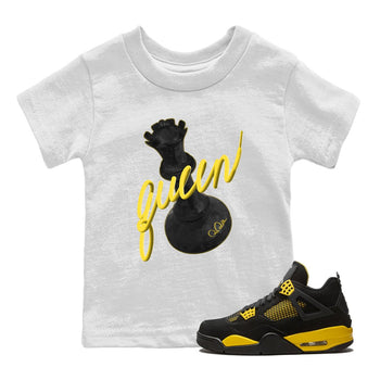 Air Jordan 4 Thunder Sneaker Match Tees 3D Queen Sneaker Tees AJ4 Thunder Jumpman Sneaker Release Tees Kids Shirts White 1