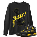 Air Jordan 4 Thunder Sneaker Match Tees 3D Queen Sneaker Tees AJ4 Thunder Jumpman Sneaker Release Tees Unisex Shirts Black 1