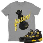 Air Jordan 4 Thunder Sneaker Match Tees 3D Queen Sneaker Tees AJ4 Thunder Jumpman Sneaker Release Tees Unisex Shirts Heather Grey 1