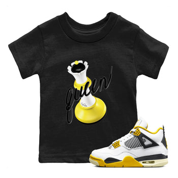 AJ4 Vivid Sulfur shirt to match jordans 3D Queen sneaker tees Air Jordan 4 Vivid Sulfur SNRT sneaker release tees baby toddler Black 1 cotton Shirt