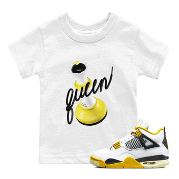 AJ4 Vivid Sulfur shirt to match jordans 3D Queen sneaker tees Air Jordan 4 Vivid Sulfur SNRT sneaker release tees baby toddler White 1 cotton Shirt