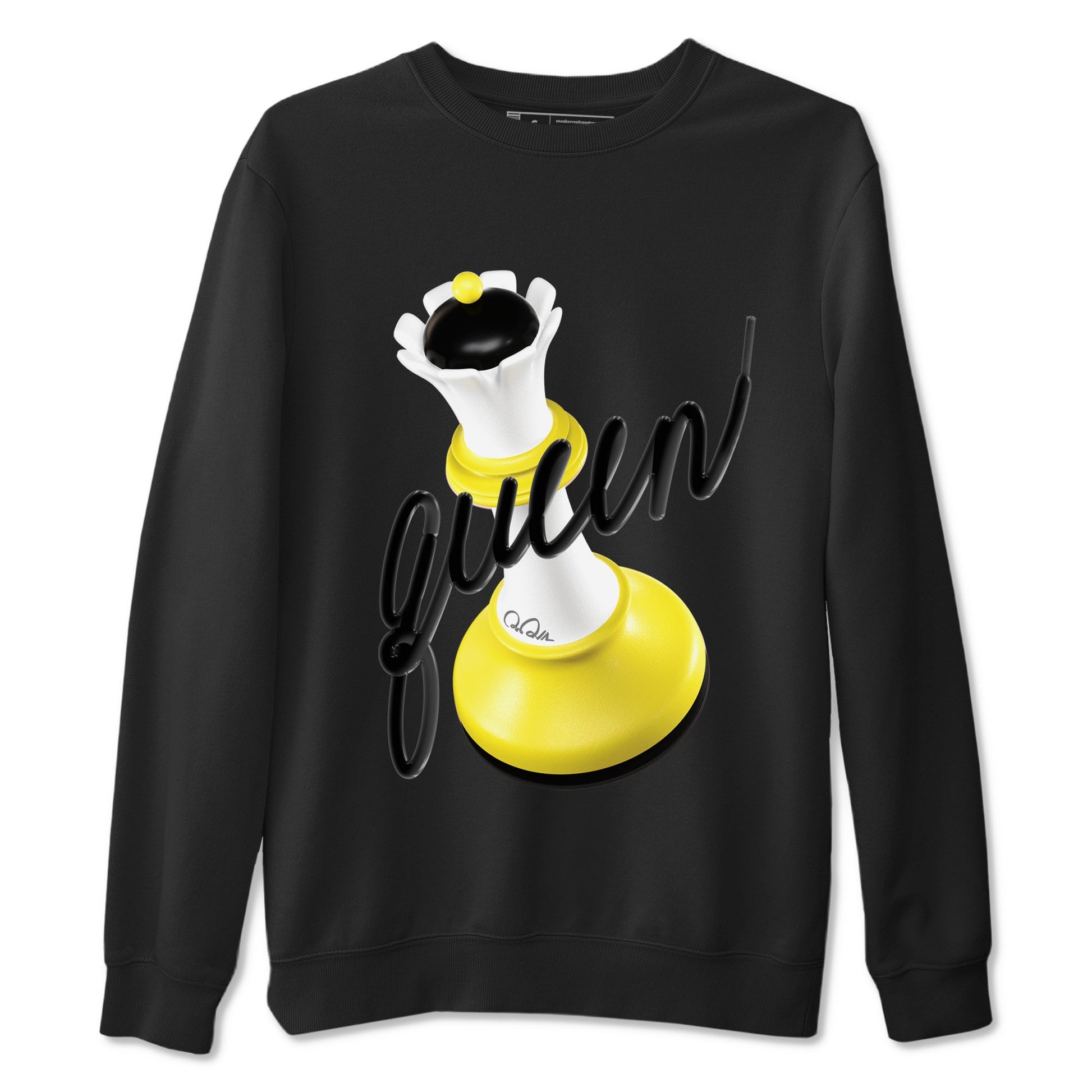 AJ4 Vivid Sulfur shirt to match jordans 3D Queen sneaker tees Air Jordan 4 Vivid Sulfur SNRT Sneaker Release Tees unisex cotton Black 2 crew neck shirt