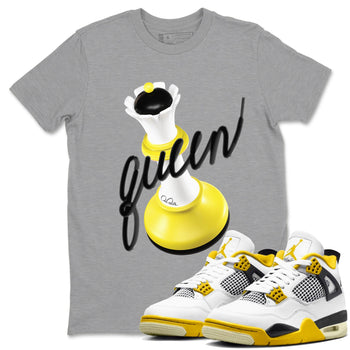 AJ4 Vivid Sulfur shirt to match jordans 3D Queen sneaker tees Air Jordan 4 Vivid Sulfur SNRT Sneaker Release Tees unisex cotton Heather Grey 1 crew neck shirt