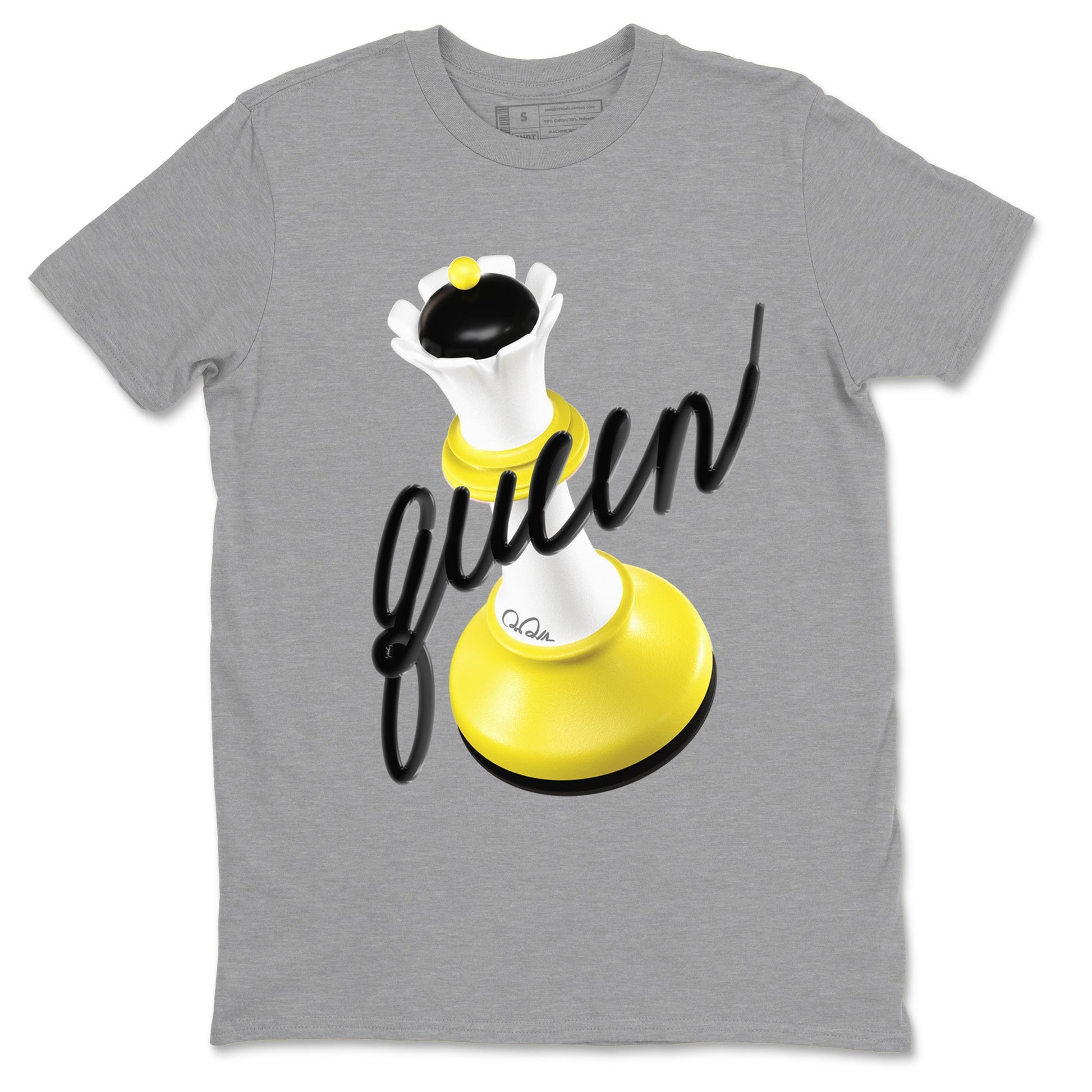 AJ4 Vivid Sulfur shirt to match jordans 3D Queen sneaker tees Air Jordan 4 Vivid Sulfur SNRT Sneaker Release Tees unisex cotton Heather Grey 2 crew neck shirt