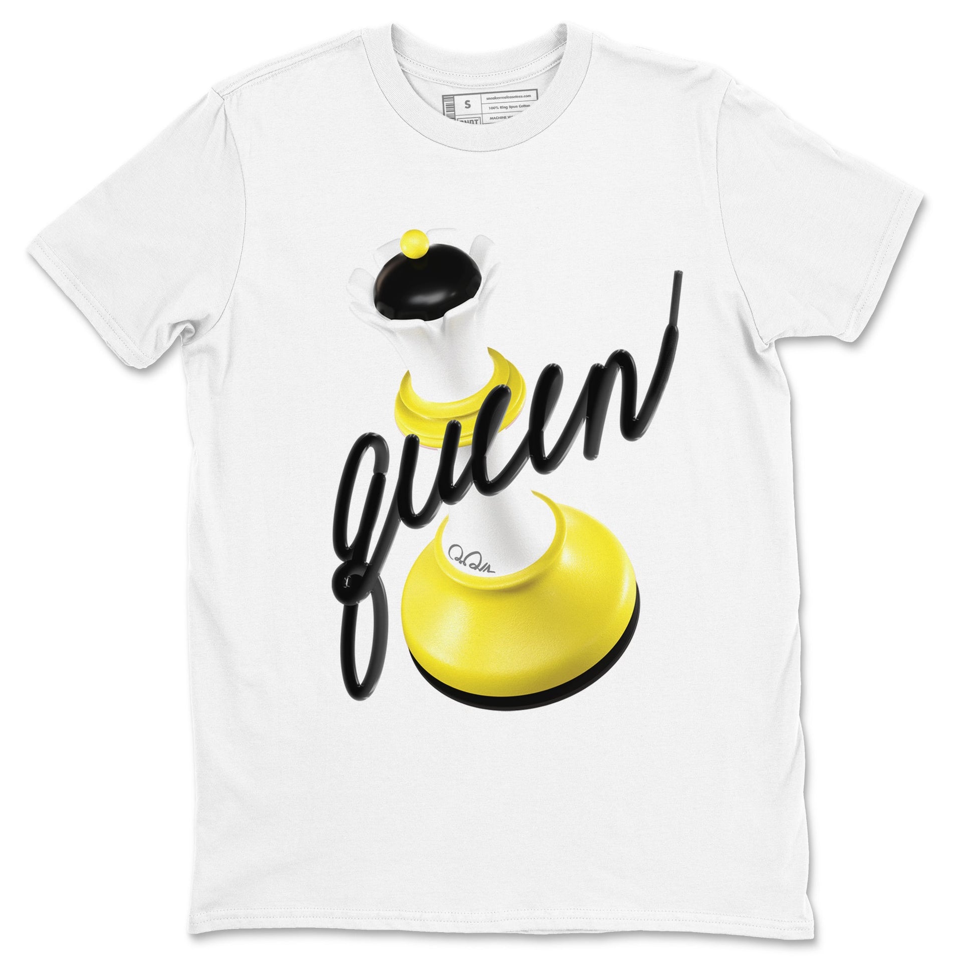 AJ4 Vivid Sulfur shirt to match jordans 3D Queen sneaker tees Air Jordan 4 Vivid Sulfur SNRT Sneaker Release Tees unisex cotton White 2 crew neck shirt