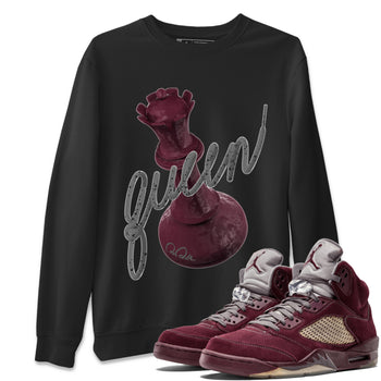 Air Jordan 5 Burgundy Sneaker Match Tees 3D Queen Sneaker Tees Air Jordan 5 Burgundy Sneaker Release Tees Unisex Shirts Black 1