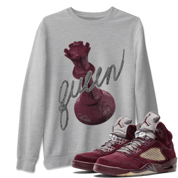 Air Jordan 5 Burgundy Sneaker Match Tees 3D Queen Sneaker Tees Air Jordan 5 Burgundy Sneaker Release Tees Unisex Shirts Heather Grey 1
