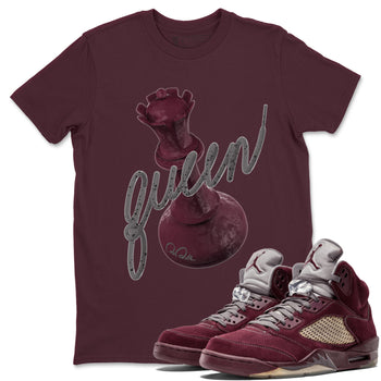 Air Jordan 5 Burgundy Sneaker Match Tees 3D Queen Sneaker Tees Air Jordan 5 Burgundy Sneaker Release Tees Unisex Shirts Maroon 1