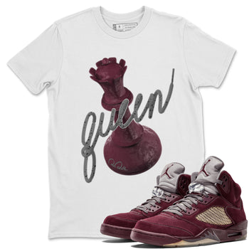 Air Jordan 5 Burgundy Sneaker Match Tees 3D Queen Sneaker Tees Air Jordan 5 Burgundy Sneaker Release Tees Unisex Shirts White 1