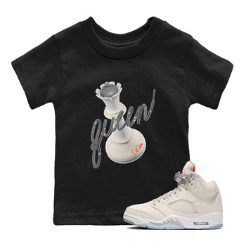 Air Jordan 5 Craft Sneaker Match Tees 3D Queen Sneaker Tees AJ5 SE Craft Sneaker Release Tees Kids Shirts Black 1