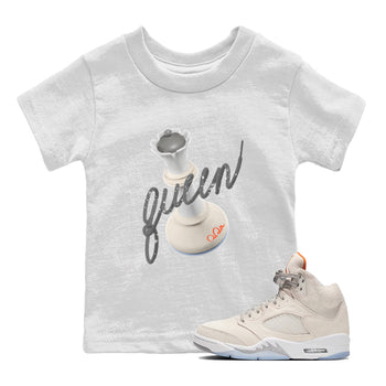 Air Jordan 5 Craft Sneaker Match Tees 3D Queen Sneaker Tees AJ5 SE Craft Sneaker Release Tees Kids Shirts White 1