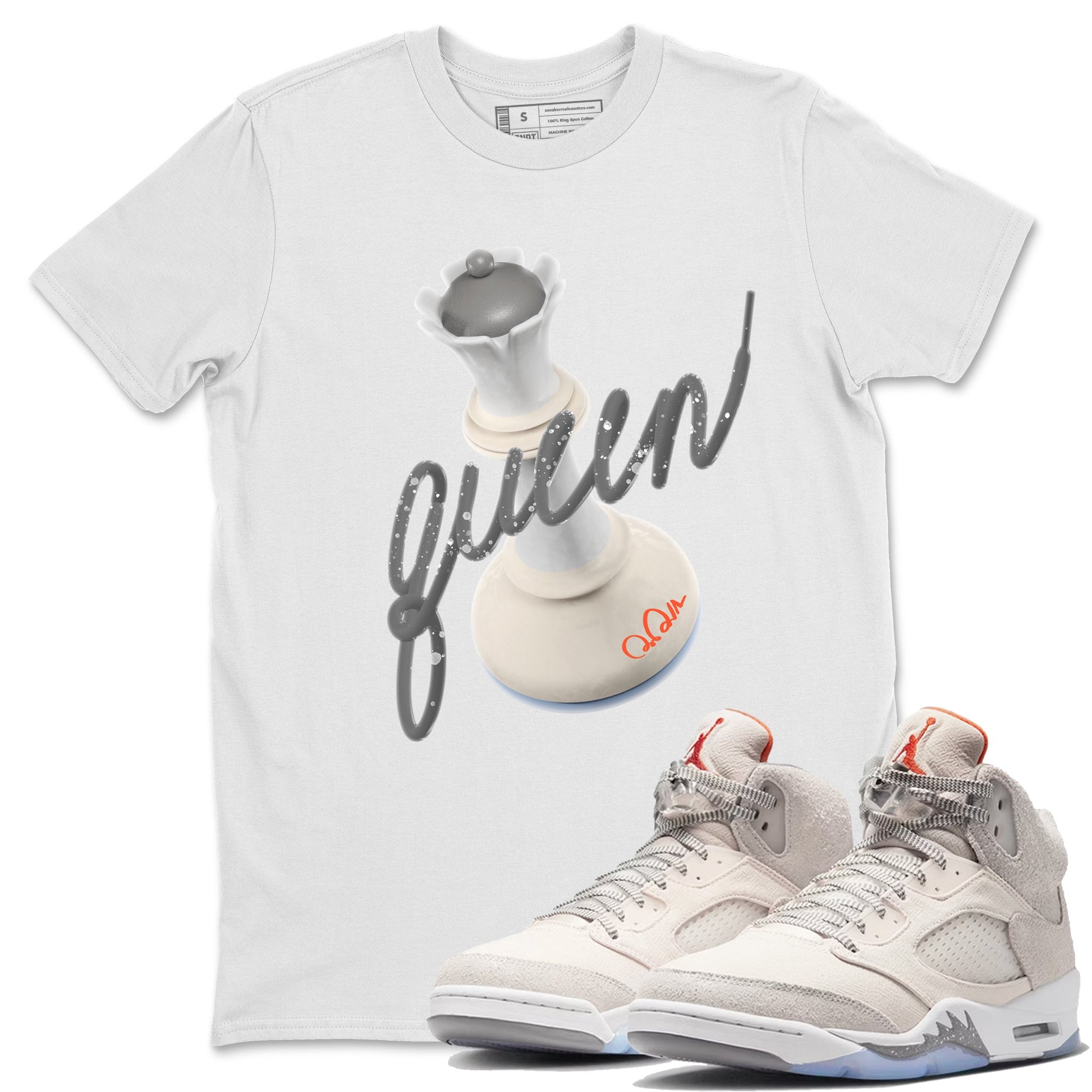 Air Jordan 5 Craft Sneaker Match Tees 3D Queen Sneaker Tees AJ5 SE Craft Sneaker Release Tees Unisex Shirts White 1