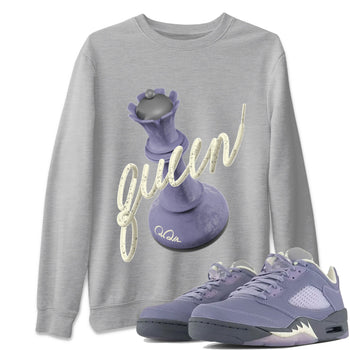 Air Jordan 5 Indigo Haze Sneaker Match Tees 3D Queen Sneaker Tees AJ5 Indigo Haze Sneaker Release Tees Unisex Shirts Heather Grey 1