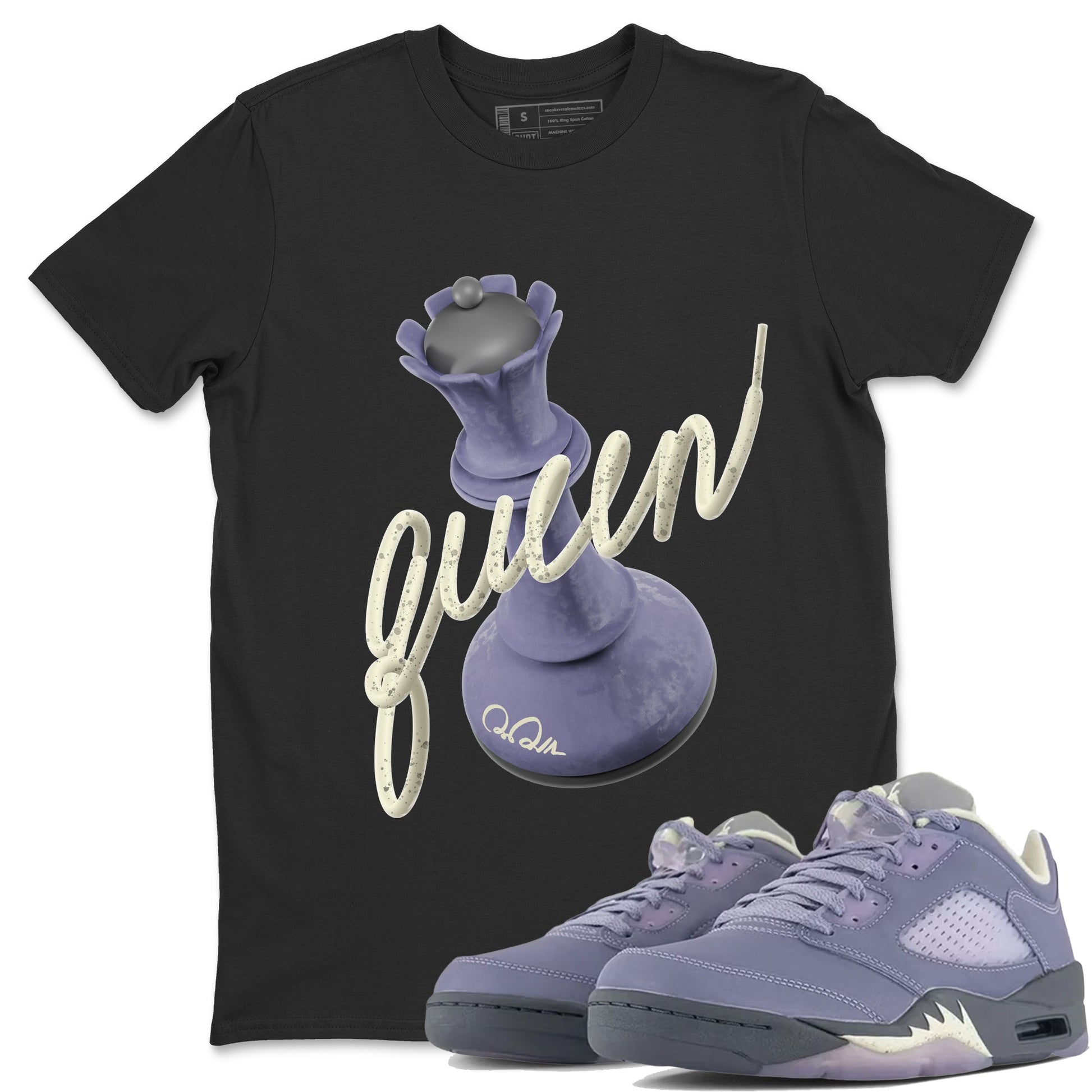 Air Jordan 5 Indigo Haze Sneaker Match Tees 3D Queen Sneaker Tees AJ5 Indigo Haze Sneaker Release Tees Unisex Shirts Black 1