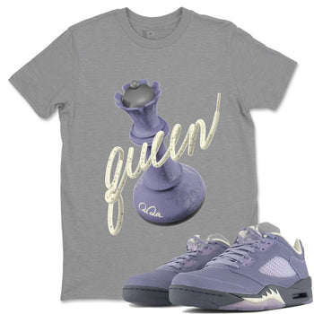 Air Jordan 5 Indigo Haze Sneaker Match Tees 3D Queen Sneaker Tees AJ5 Indigo Haze Sneaker Release Tees Unisex Shirts Heather Grey 1