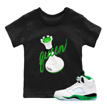 Air Jordan 5 Lucky Green shirt to match jordans 3D Queen sneaker tees AJ5 Lucky Green SNRT sneaker release tees baby toddler Black 1 cotton Shirt