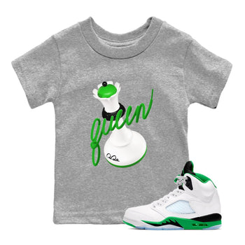 Air Jordan 5 Lucky Green shirt to match jordans 3D Queen sneaker tees AJ5 Lucky Green SNRT sneaker release tees baby toddler Heather Grey 1 cotton Shirt