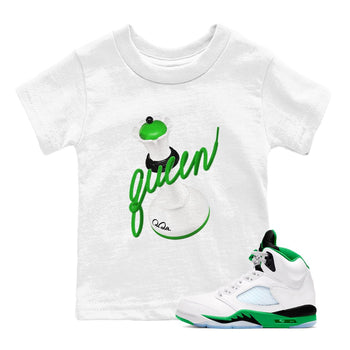 Air Jordan 5 Lucky Green shirt to match jordans 3D Queen sneaker tees AJ5 Lucky Green SNRT sneaker release tees baby toddler White 1 cotton Shirt