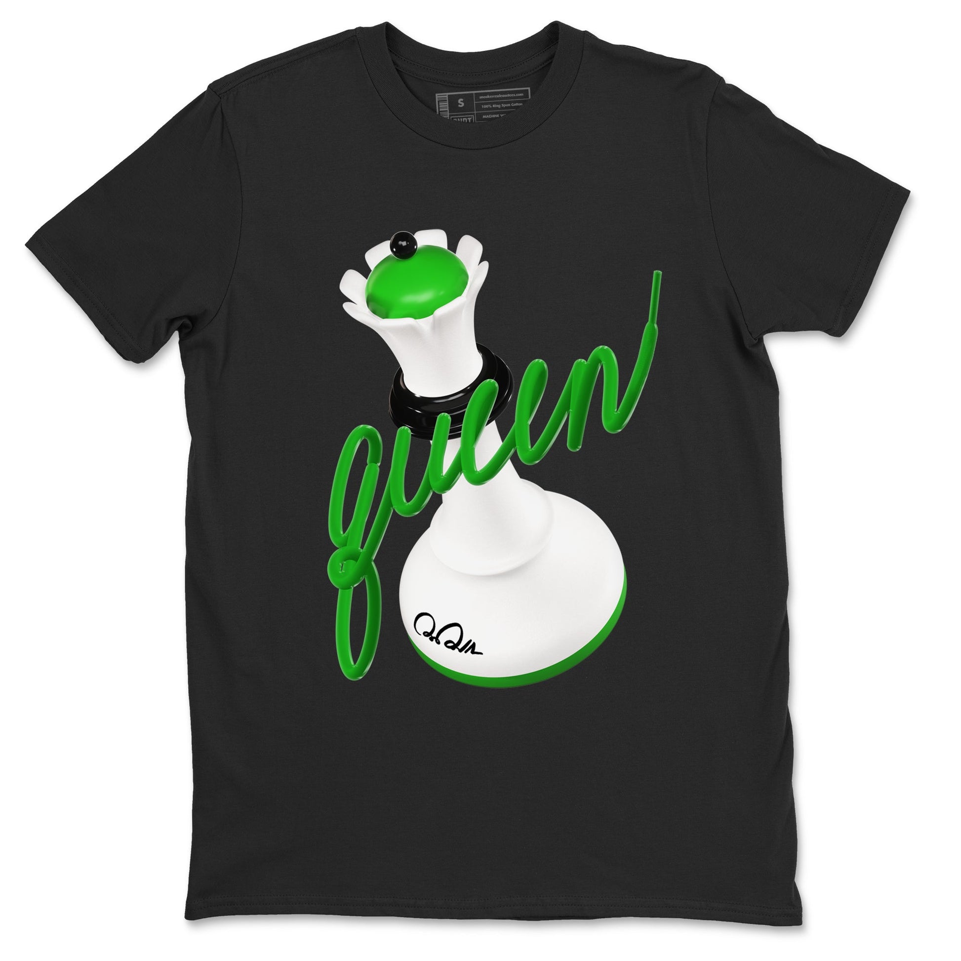 Air Jordan 5 Lucky Green shirt to match jordans 3D Queen sneaker tees AJ5 Lucky Green SNRT Sneaker Release Tees unisex cotton Black 2 crew neck shirt