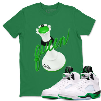 Air Jordan 5 Lucky Green shirt to match jordans 3D Queen sneaker tees AJ5 Lucky Green SNRT Sneaker Release Tees unisex cotton Kelly Green 1 crew neck shirt