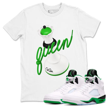 Air Jordan 5 Lucky Green shirt to match jordans 3D Queen sneaker tees AJ5 Lucky Green SNRT Sneaker Release Tees unisex cotton White 1 crew neck shirt