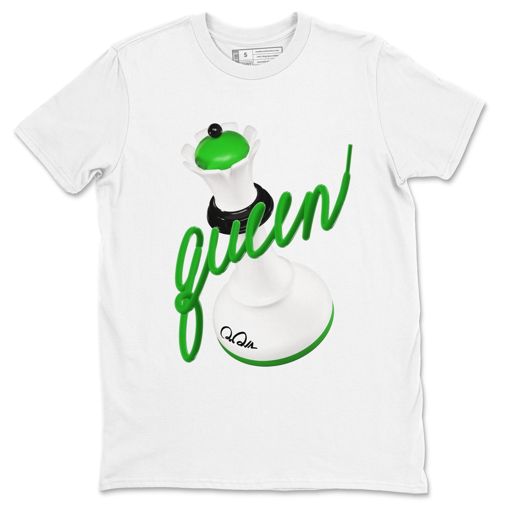 Air Jordan 5 Lucky Green shirt to match jordans 3D Queen sneaker tees AJ5 Lucky Green SNRT Sneaker Release Tees unisex cotton White 2 crew neck shirt