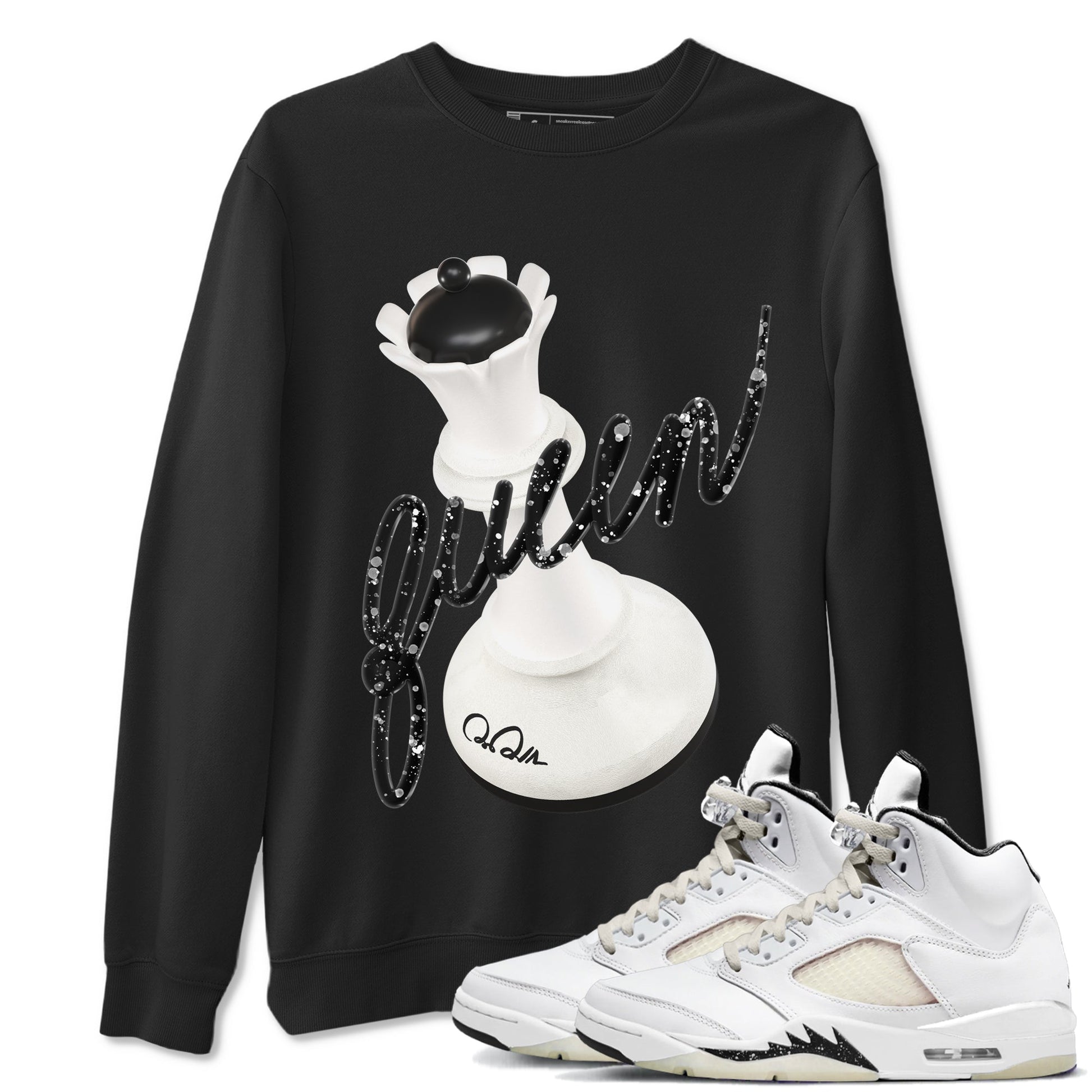 5s Sail shirt to match jordans 3D Queen sneaker tees Air Jordan 5 Sail SNRT Sneaker Release Tees unisex cotton Black 1 crew neck shirt