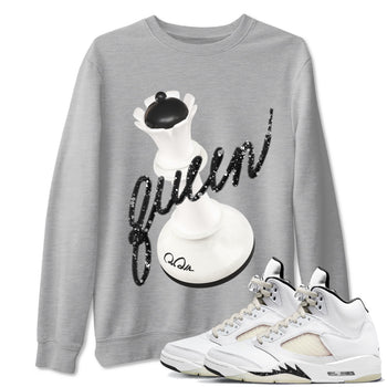 5s Sail shirt to match jordans 3D Queen sneaker tees Air Jordan 5 Sail SNRT Sneaker Release Tees unisex cotton Heather Grey 1 crew neck shirt