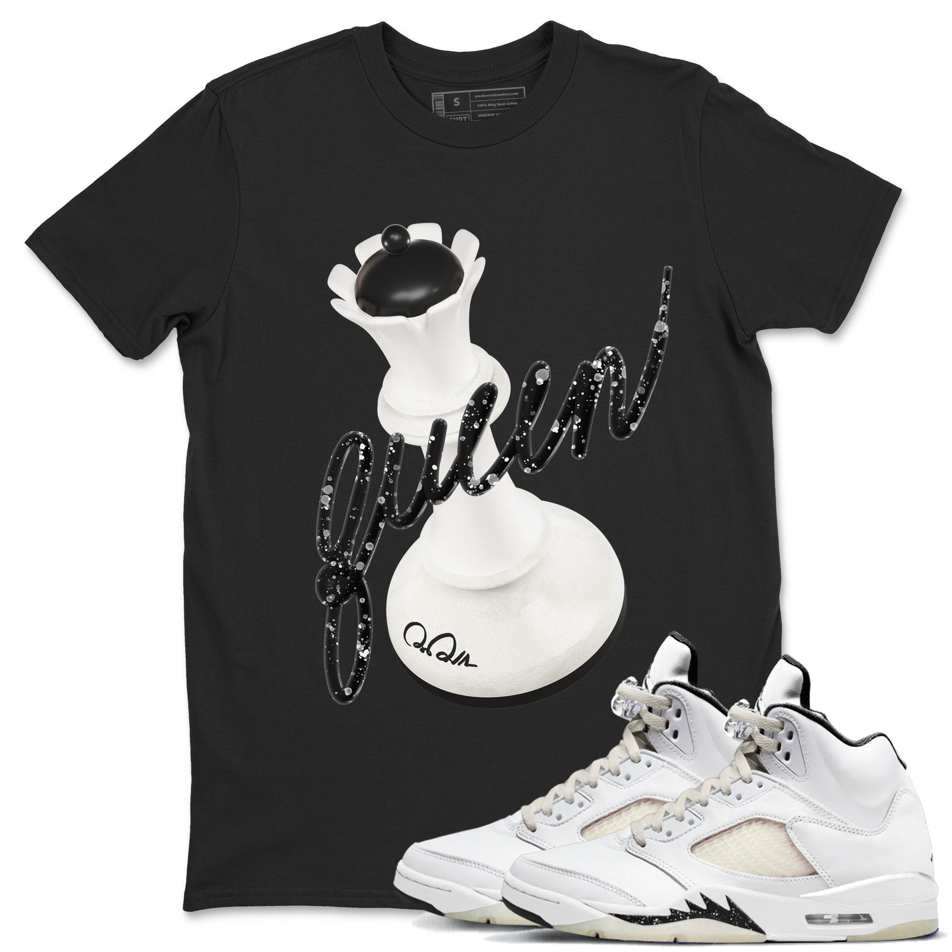 5s Sail shirt to match jordans 3D Queen sneaker tees Air Jordan 5 Sail SNRT Sneaker Release Tees unisex cotton Black 1 crew neck shirt