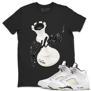 5s Sail shirt to match jordans 3D Queen sneaker tees Air Jordan 5 Sail SNRT Sneaker Release Tees unisex cotton Black 1 crew neck shirt