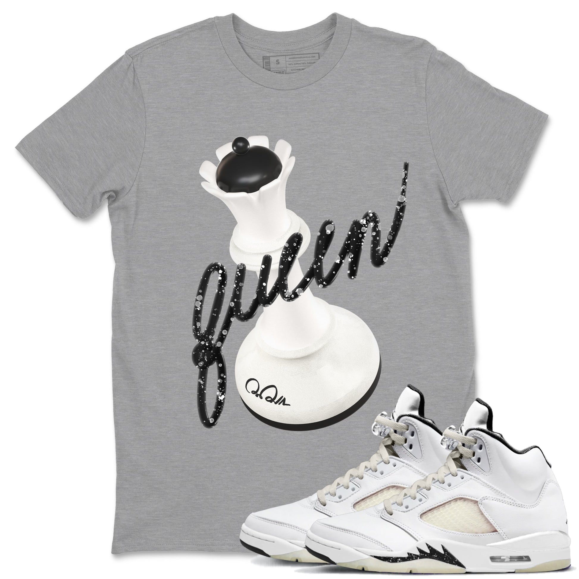 5s Sail shirt to match jordans 3D Queen sneaker tees Air Jordan 5 Sail SNRT Sneaker Release Tees unisex cotton Heather Grey 1 crew neck shirt