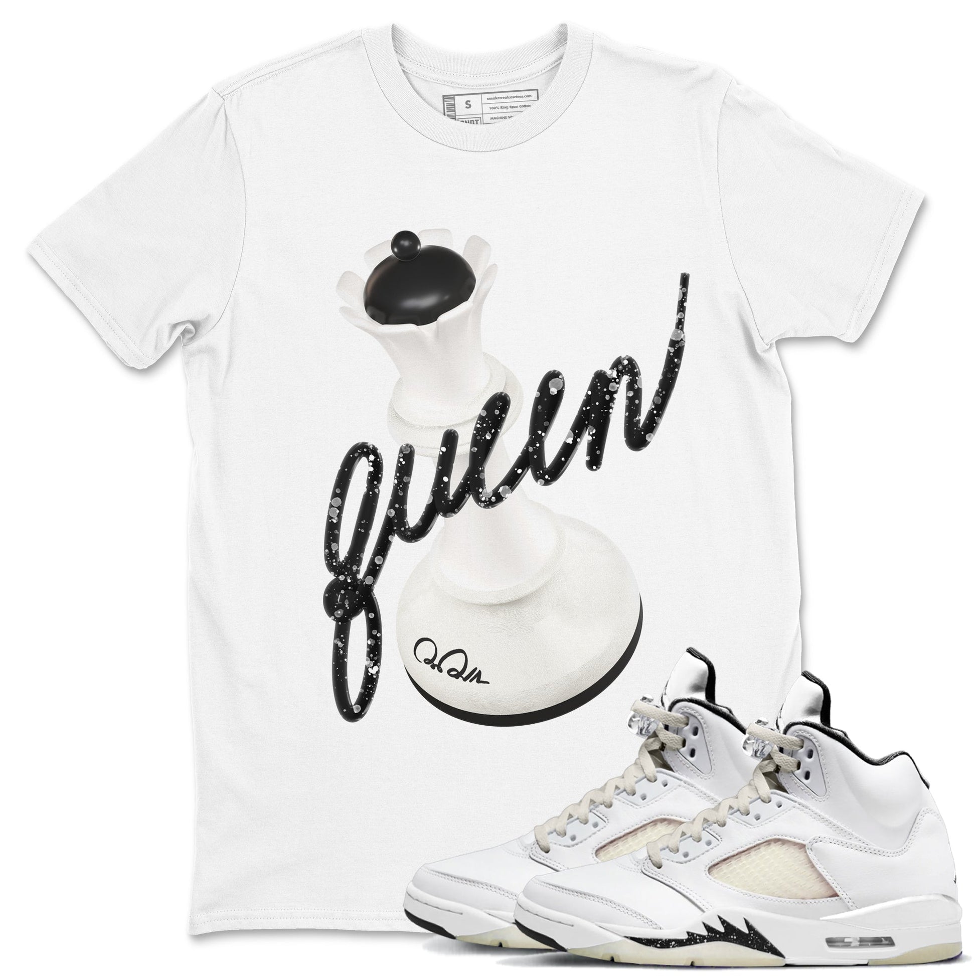 5s Sail shirt to match jordans 3D Queen sneaker tees Air Jordan 5 Sail SNRT Sneaker Release Tees unisex cotton White 1 crew neck shirt