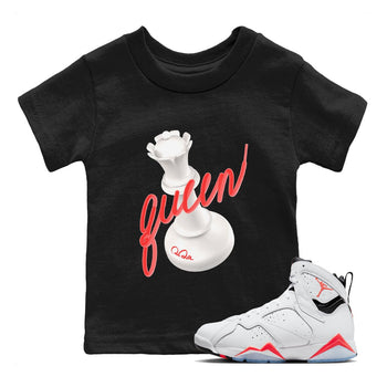 Air Jordan 7 Infrared Sneaker Match Tees 3D Queen Sneaker Tees AJ7 Infrared Sneaker Release Tees Kids Shirts Black 1