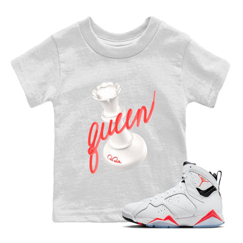 Air Jordan 7 Infrared Sneaker Match Tees 3D Queen Sneaker Tees AJ7 Infrared Sneaker Release Tees Kids Shirts White 1