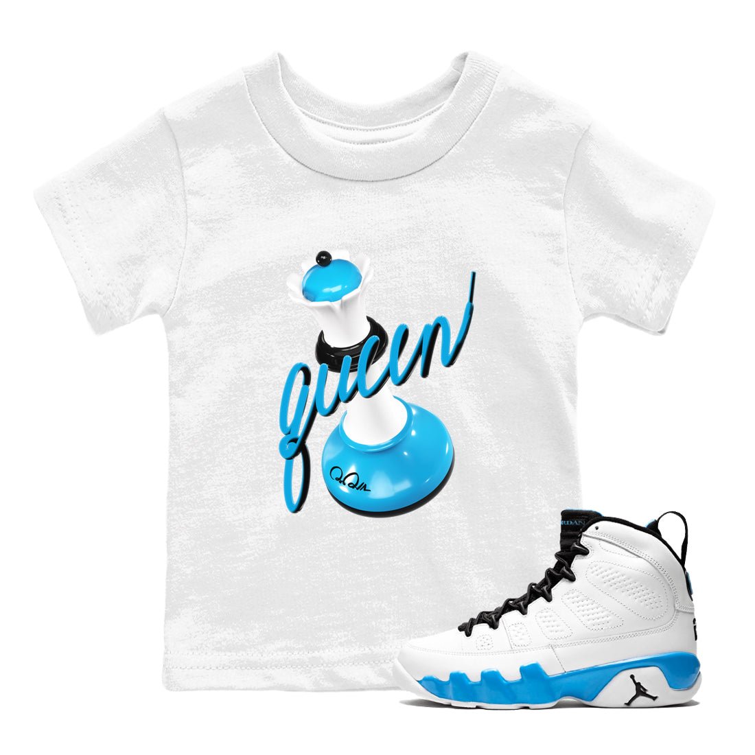 9s Powder Blue shirt to match jordans 3D Queen sneaker tees Air Jordan 9 Powder Blue SNRT sneaker release tees baby toddler White 1 cotton Shirt