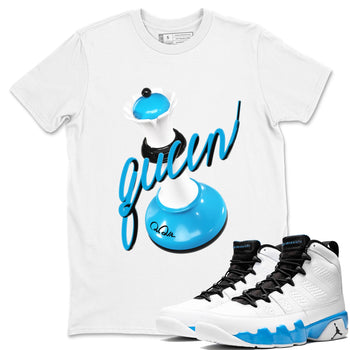 9s Powder Blue shirt to match jordans 3D Queen sneaker tees Air Jordan 9 Powder Blue SNRT Sneaker Release Tees unisex cotton White 1 crew neck shirt