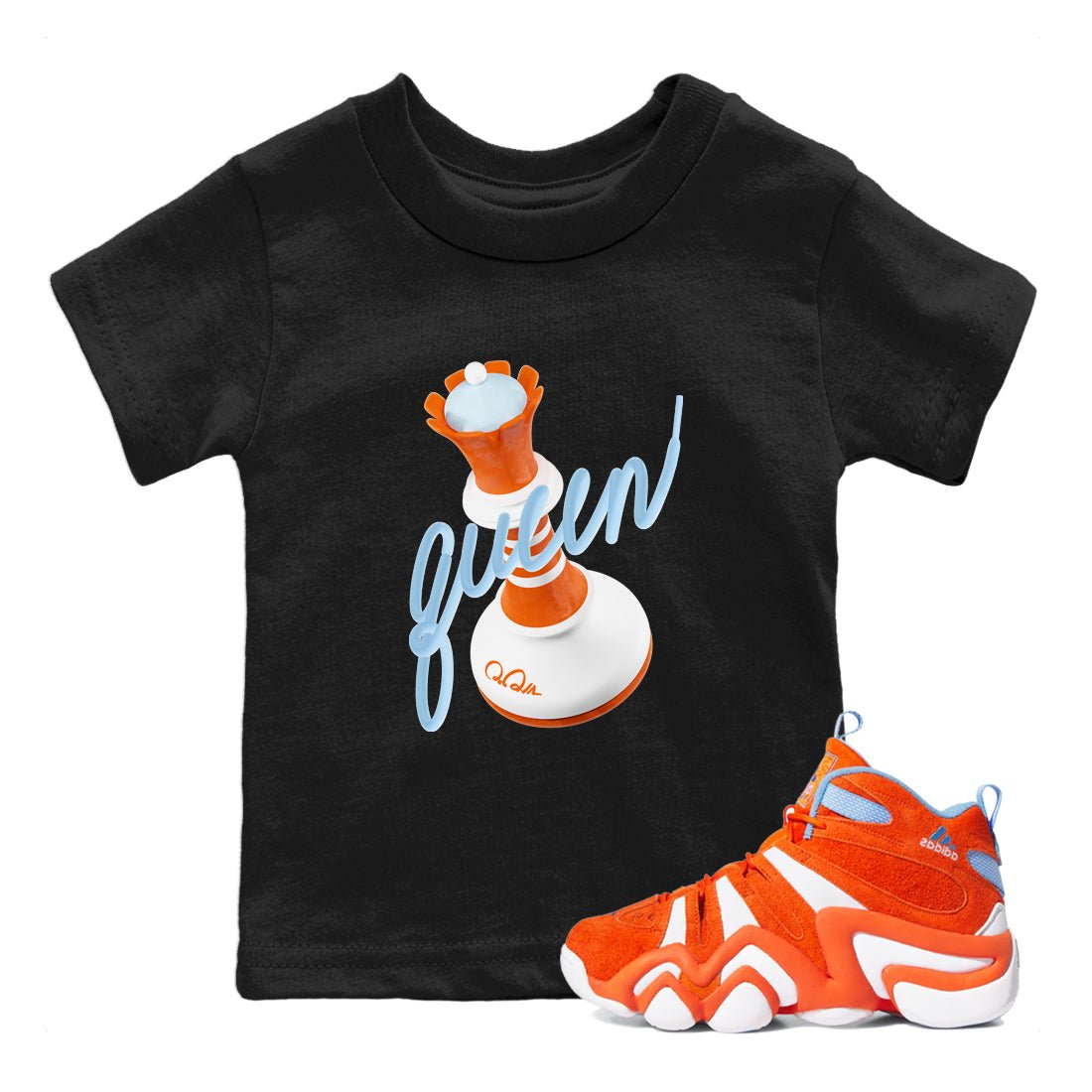 Crazy 8 Team Orange shirt to match jordans 3D Queen sneaker tees Adidas Crazy 8 Team Orange SNRT Sneaker Release Tees Baby Toddler Black 1 T-Shirt