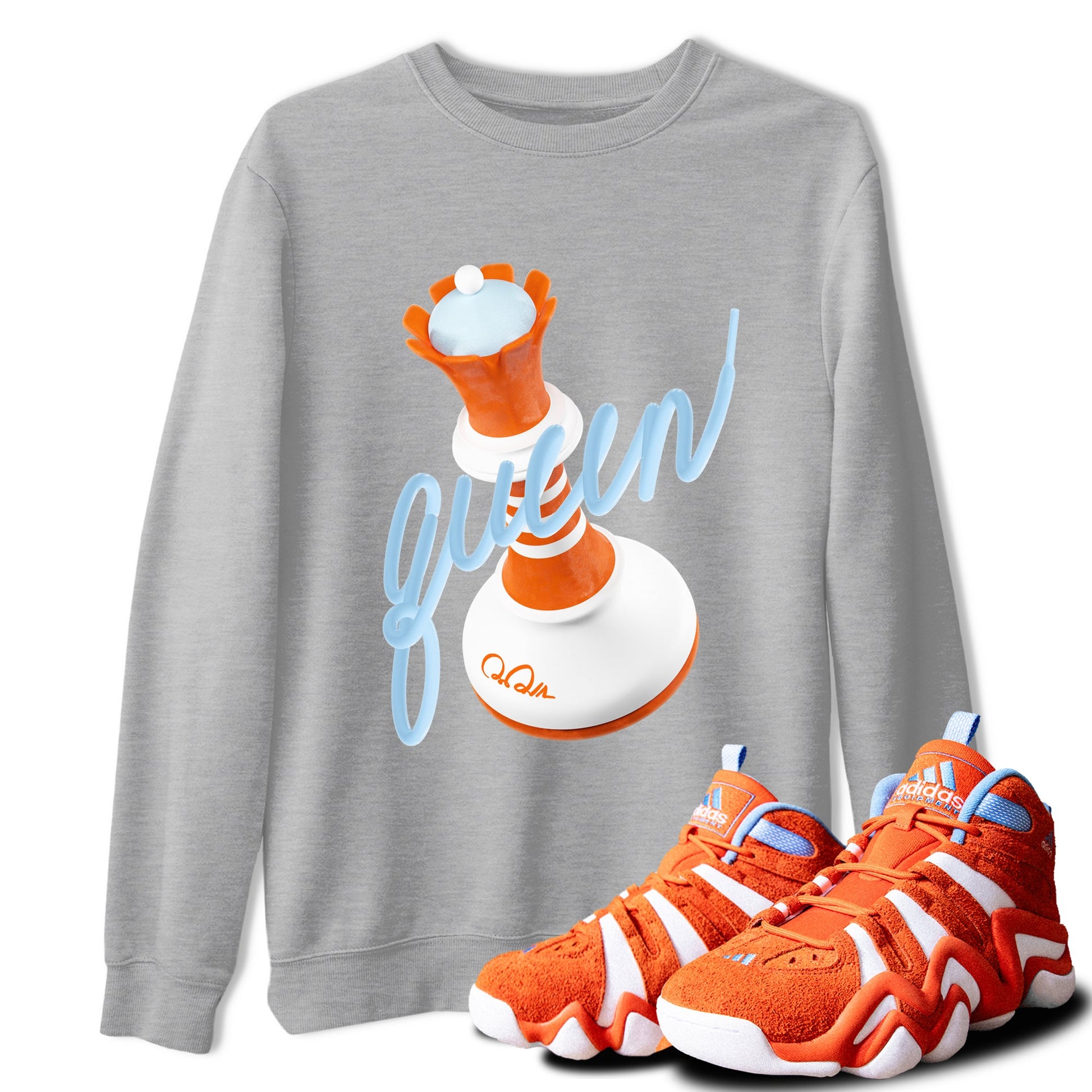 Crazy 8 Team Orange shirt to match jordans 3D Queen sneaker tees Adidas Crazy 8 Team Orange SNRT Sneaker Release Tees Unisex Heather Grey 1 T-Shirt