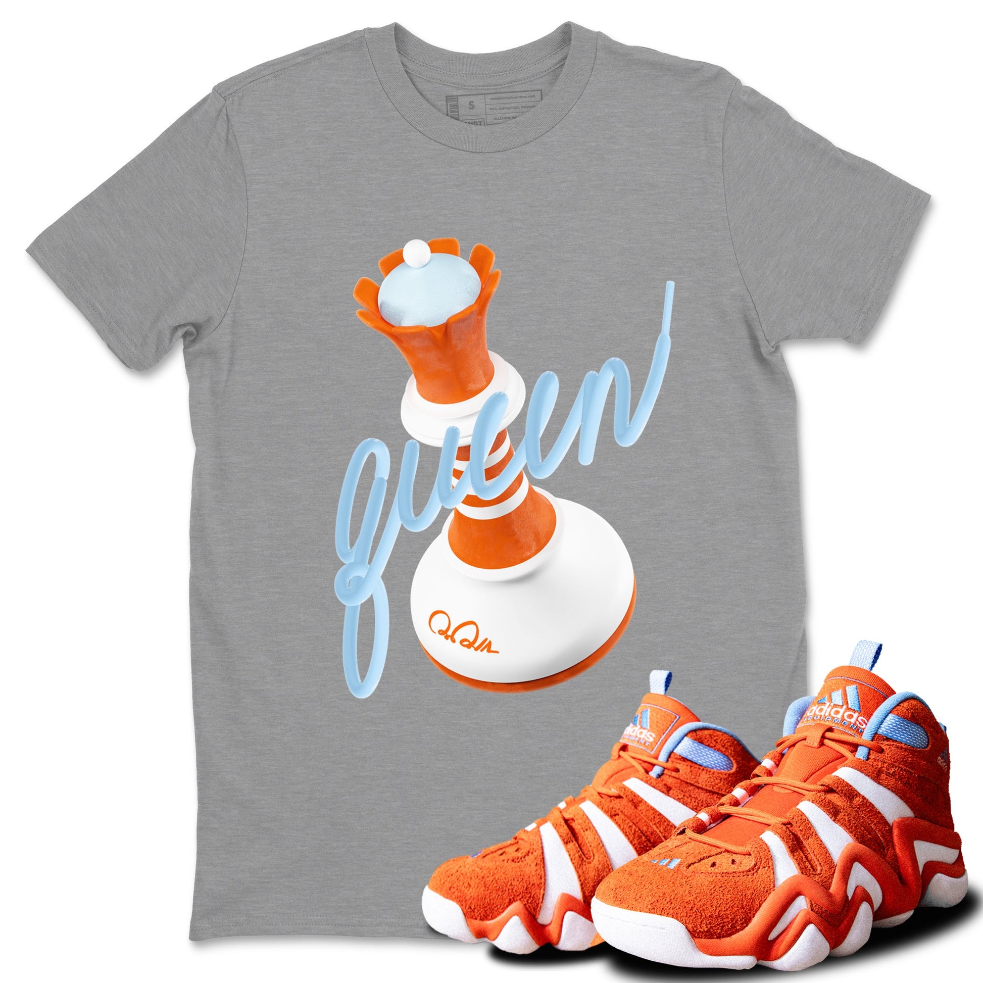 Crazy 8 Team Orange shirt to match jordans 3D Queen sneaker tees Adidas Crazy 8 Team Orange SNRT Sneaker Release Tees Unisex Heather Grey 1 T-Shirt