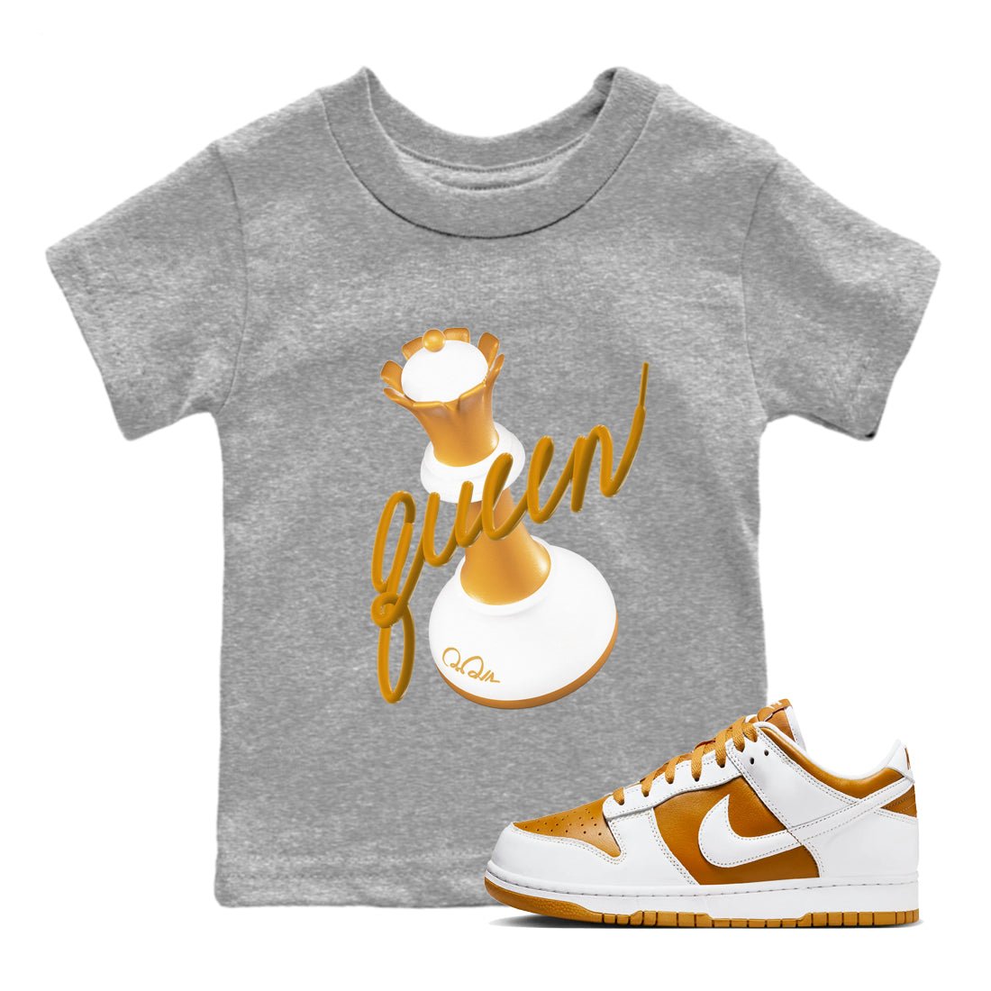 Dunk Dark Curry shirt to match jordans 3D Queen sneaker tees AJ1 Low Dark Curry SNRT sneaker release tees baby toddler Heather Grey 1 cotton Shirt