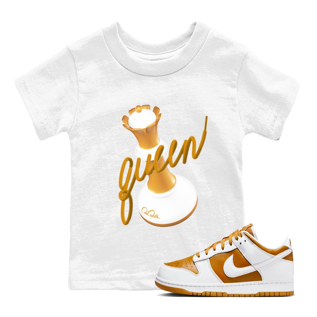 Dunk Dark Curry shirt to match jordans 3D Queen sneaker tees AJ1 Low Dark Curry SNRT sneaker release tees baby toddler White 1 cotton Shirt