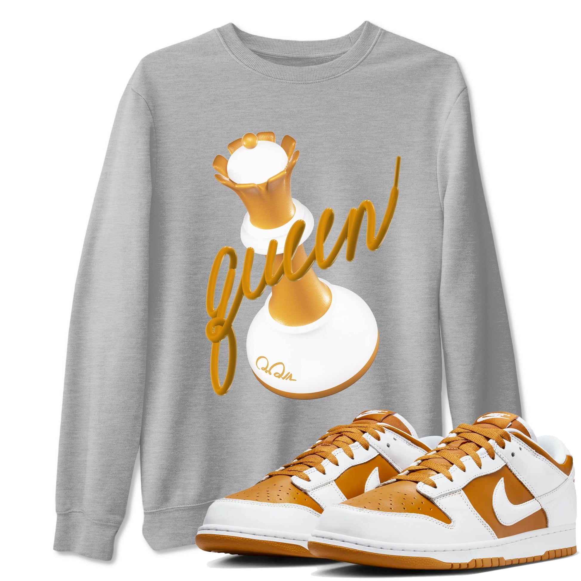 Dunk Dark Curry shirt to match jordans 3D Queen sneaker tees AJ1 Low Dark Curry SNRT Sneaker Release Tees unisex cotton Heather Grey 1 crew neck shirt