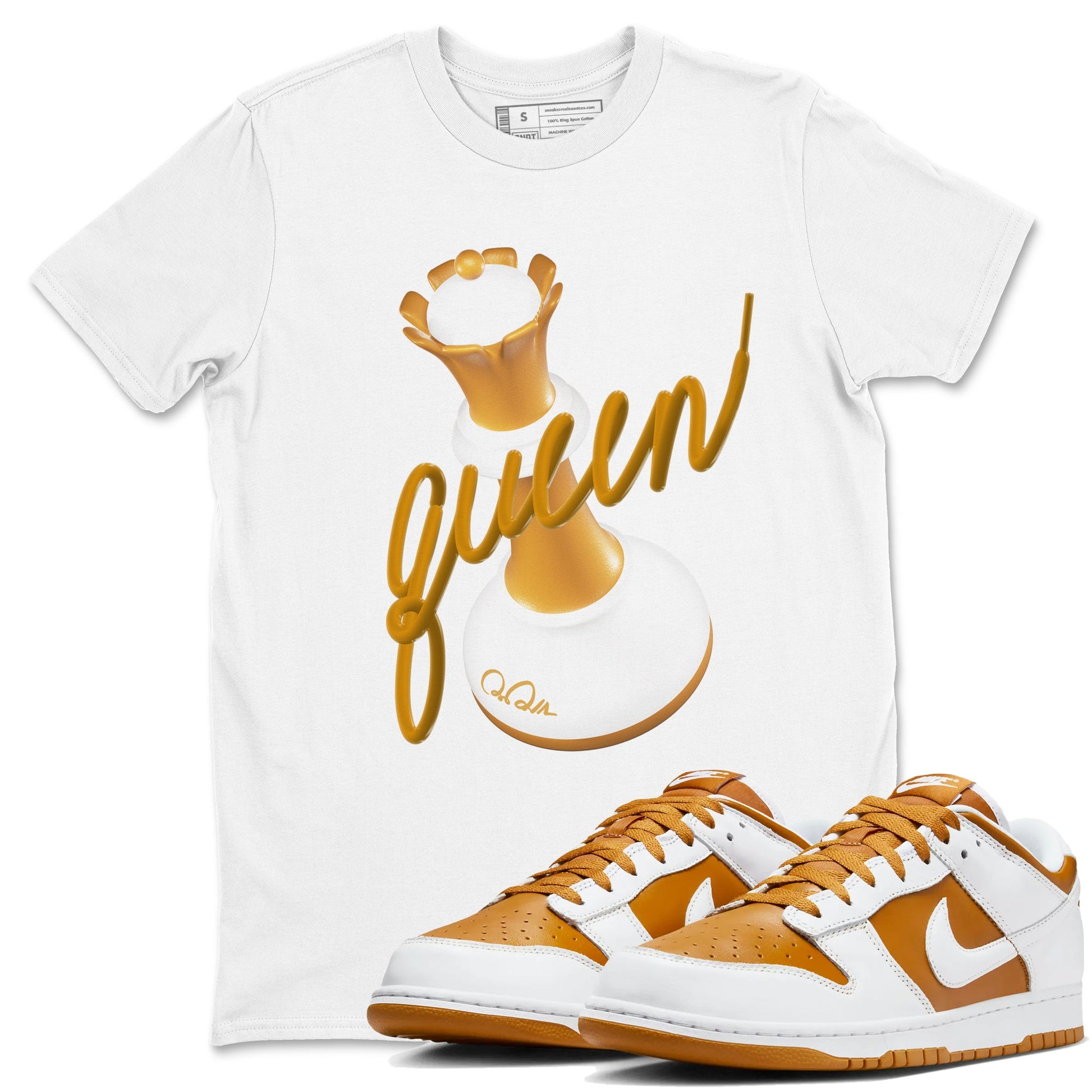 Dunk Dark Curry shirt to match jordans 3D Queen sneaker tees AJ1 Low Dark Curry SNRT Sneaker Release Tees unisex cotton White 1 crew neck shirt